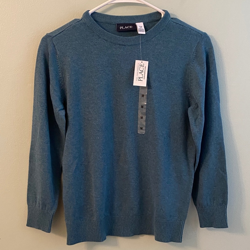 NWT Place Kids Teal Cotton Crewneck Sweater